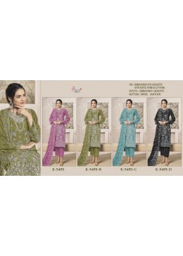 SHREE FAB K 5493 PAKISTANI FOX GEORGTTE WITH EMBROIDERY SEMI STICHAD SUIT