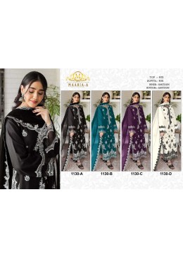 MAARIA-A 1130 PAKISTANI LEDIES PARTY WEAR SUIT WITH HEAVY EMBROIDERY WORK