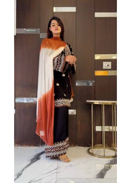 Wholesale Black Pakistani Suit: Heavy Kashmiri Embroidery & Palazzo Set at Factory Price