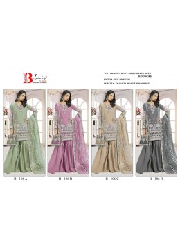 BILQIS 106 A TO D PAKISTANI ORGANZA HEAVY EMBROIDERED SUIT
