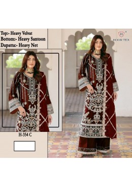 HOOR 354 PAKISTANI VELVET EMBROIDERY SALWAR SUIT