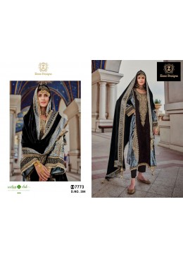 Ziaaz Designs 384 Pakistani Velvet semi stitched Salwar suit