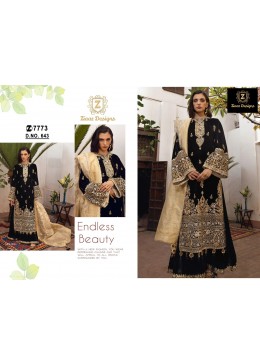 Ziaaz Designs  643 semi stitched Pakistani Black Colour suit