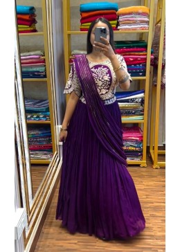 HB-144 DESIGNER PARTY WEAR LAHENGA SAREE WITH STICH BLOUSE WITH EMBROIDERY WORK