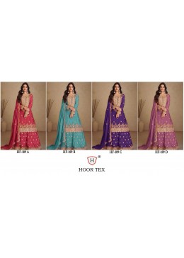 HOOR TEX  HF-109,A To D READY MADE PAKISTANI CHINON SILK SHARARA SUIT