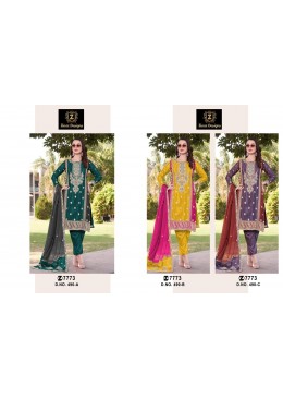 ZIAAZ DESIGNS 490 PAKISTANI CHINON  SILK SEMI STICHAD SALWAR SUIT