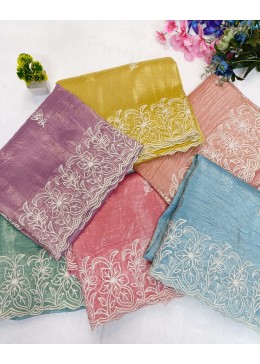 BEAUTIFUL PARTY WEAR SAREES WITH FLORAL EMBROIDERY WORK