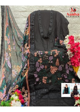 AASHA DESIGNER 1091 PAKISTANI BLACK SALWAR SUIT WITH EMBROIDERY WORK
