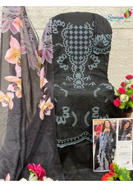 SANIYA TRENDZ 7083 PAKISTANI BLACK COLOUR COTTON SALWAR SUIT