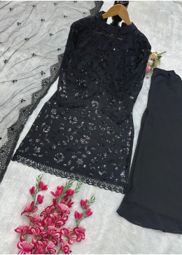 VLM 262 PARTY WEAR BLACK COLOUR BEAUTIFUL EMBROIDERY SHARARA SALWAR SUIT
