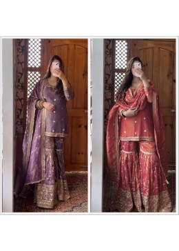 LETEST PANJABI SHARARA SALWAR SUITS WITH EMBROIDERY SEQUENCE SALWAR SUIT