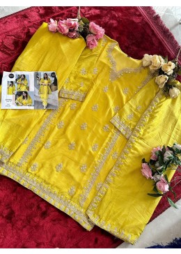 MEHBBOB TEX 1387 PAKISTANI YELLOW COLOUR FESTIVAL SALWAR KAMEEZ
