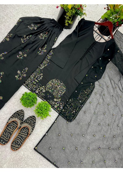 NEW DESIGNER BLACK COLOUR PANJABI SUIT WITH STYLE EMBROIDERY WORK SUIT FOR WOMEN 