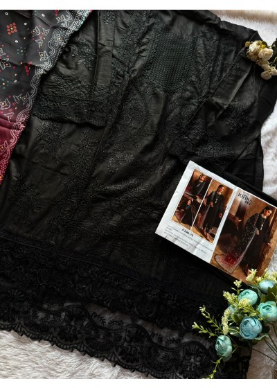 JOHRA TEX JT178 PAKISTANI BLACK COLOUR COTTON EMBROIDERY WOEK SUITS 