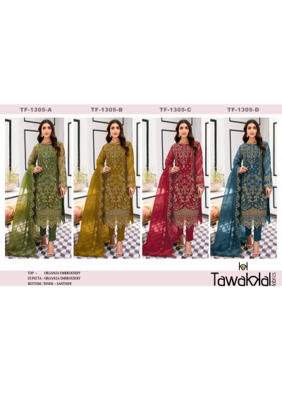 TAWAKKAL1305 HEAVY PAKISTANI ORGANZA SILK SALWAR SUIT