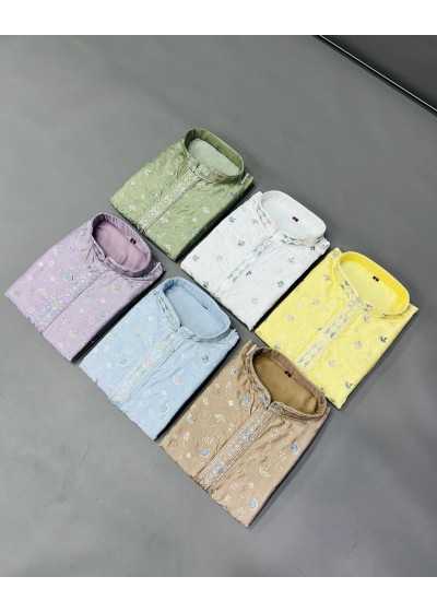 PRESENTING DESIGNER KURTA FOR MEN WITH PYJAMA WITH EMBROIDERY WORK