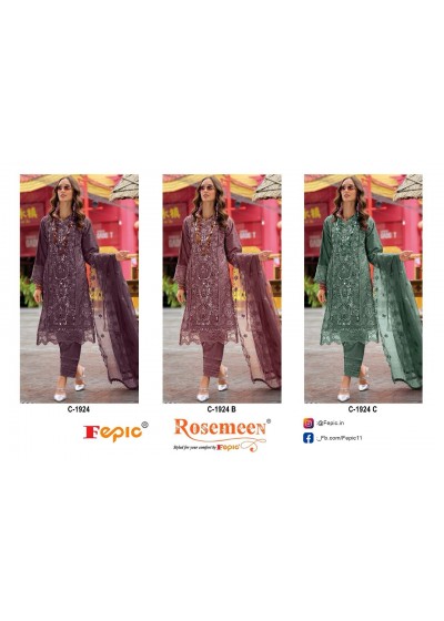FEPIC ROSEMEEN 1924 PAKISTANI STYLE EMBROIDERY WORK SUIT 