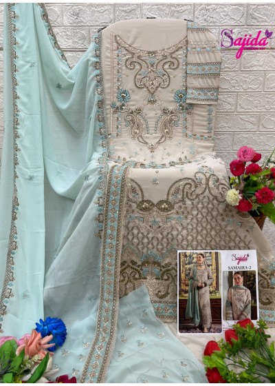  SAJIDA DESIGNER SUIT SD 1038 PAKISTANI BEAUTIFUL EMBROIDERY WORK DRESS 