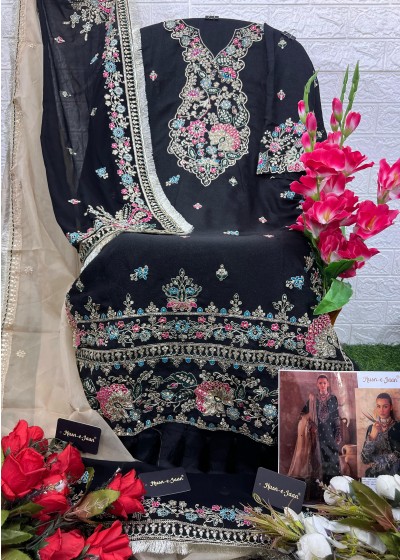 HUSN E JAAN :M 1048 PAKISTANI BLACKPARTY WEAR SALWAR SUIT 