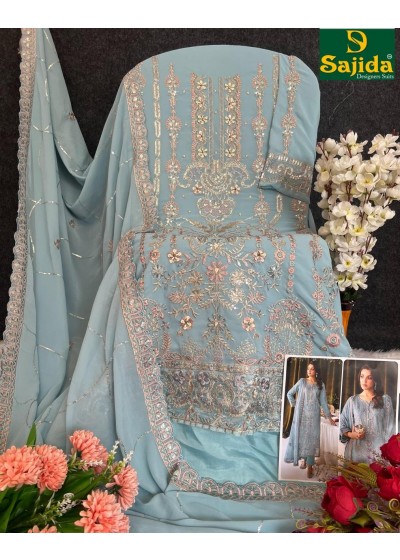   SAJIDA DESIGNERS SUIT SD 1009 PAKISTANI GEORGTTE SEMI STICHAD SALWAR SUIT 