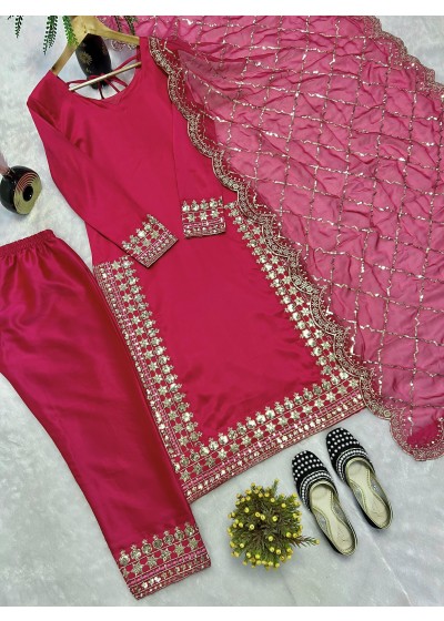 MF-465 PINK COLOUR PARTY WEAR EMBROIDERY SALWAR SUIT