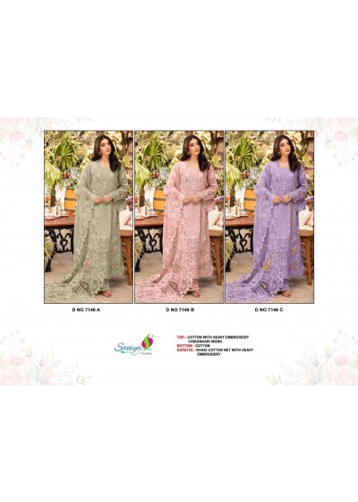 SANIYA TRENDZ 7146 COLOUR PAKISTANI EMBROIDERY WORK SEMI STICHAD