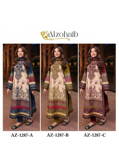  ALZOHAIB  AZ1287 PAKISTANI LAWN COTTON SUITS ONLINE 