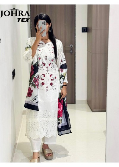  JOHRA TEX JT179 B PAKISTANI WHITE COLOUR  COTTON SALWAR SUITS