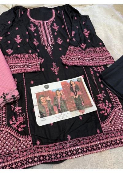 MEHBOOB TEX 1739 PAKISTANI EMBROIDERY BLACK COLOUR SUITS