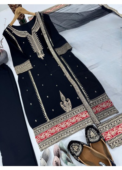  KF 1708 Heavy Fox Georgtte Black Salwar Suits