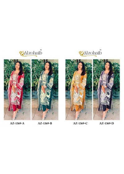 ALZOHAIB 1369 PAKISTANI COTTON PRINT  DRESS WHOLESALE 