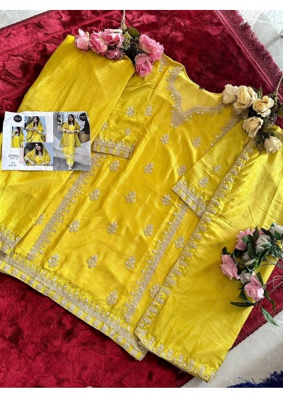 MEHBBOB TEX 1387 PAKISTANI YELLOW COLOUR FESTIVAL SALWAR KAMEEZ