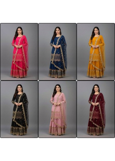 ZF 250 FESTIVAL PARTY WEAR EMBROIDERY SHARARA SUITS 