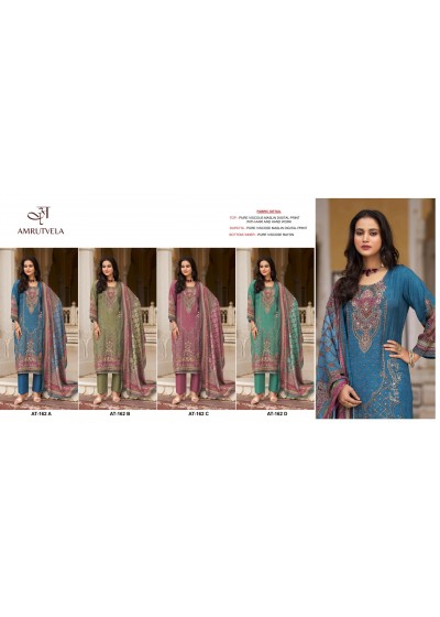 AMRUTVLA  AT-162 PAKISTANI MASLIN COTTON SUITS
