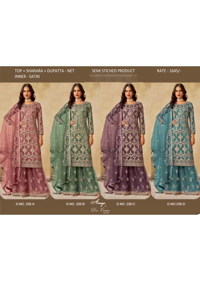 Royal Sharara Suit for Women: Premium Net with Heavy Embroidery Work, Perfect for Bridal Functions